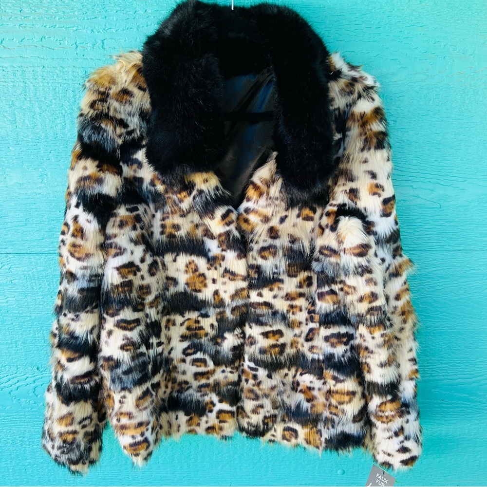 SAM EDELMAN PATCHWORK LEOPARD FAUX FUR REVERSIBLE JACKET SIZE LARGE NWT